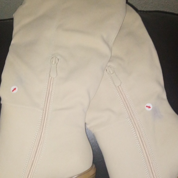 Lulu's Beckyy Bone Suede Square Toe Knee-High Boots from Lulus - Picture 6 of 11